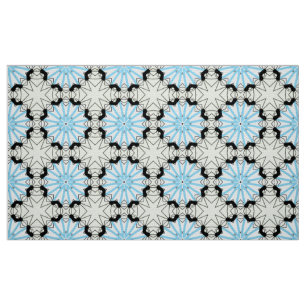 Tela Patrón geométrico decorativo azul y negro