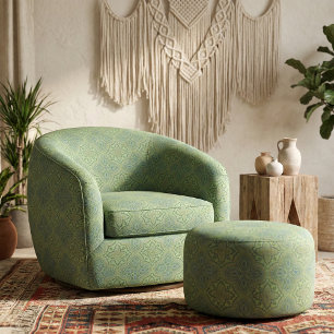 Tela Patrón geométrico decorativo verde