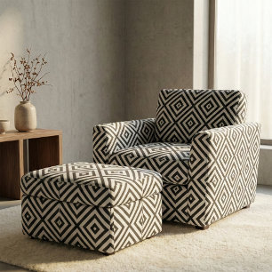 Tela Patrón geométrico del arte de Op rayado en blanco 