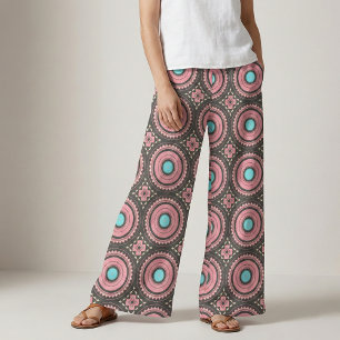 Tela Patrón geométrico del mosaico del Boho rosa del bo