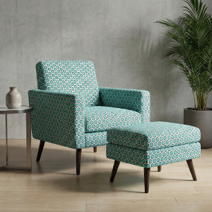 Tela Patrón geométrico del peine blanco turquesa