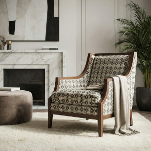 Tela Patrón geométrico elegante mosaico negro y beige