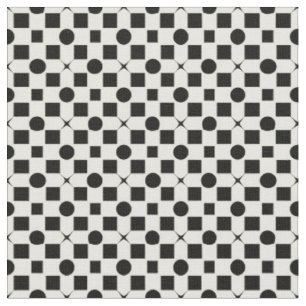 Tela Patrón geométrico en blanco y negro con círculos