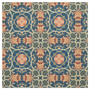 Tela Patrón geométrico floral arábigo de William Morris