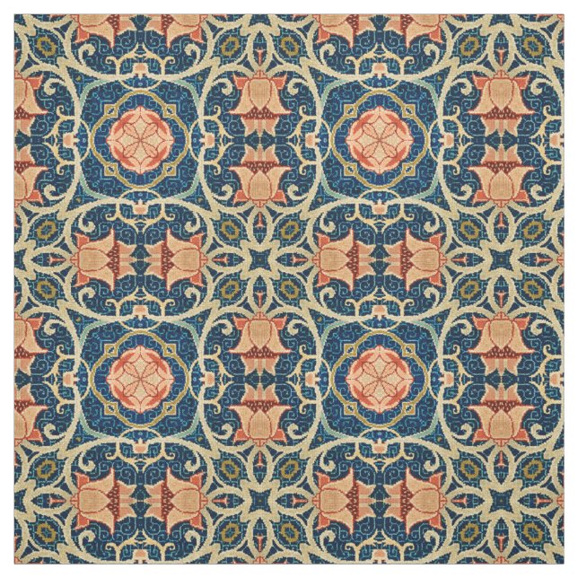 Tela Patrón geométrico floral arábigo de William Morris (Retal)