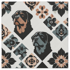 Tela Patrón geométrico floral de Rottweiler