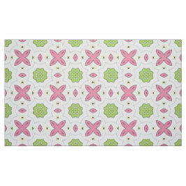 Tela Patrón geométrico floral verde decorativo