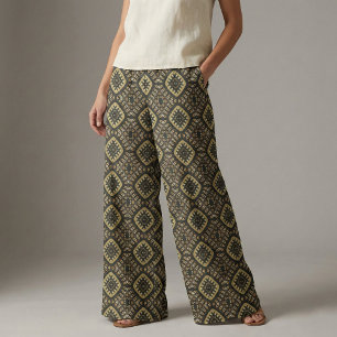 Tela Patrón geométrico lujoso de oro y mosaico negro