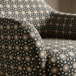 Tela Patrón geométrico marroquí estilo negro y beige