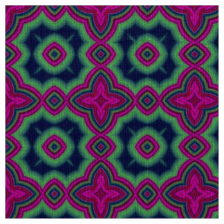 Tela Patrón geométrico marroquí rosa, verde y azul cáli