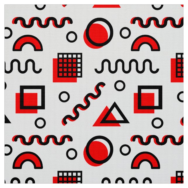 Tela Patrón geométrico Memphis Style 110719 - Rojo (Retal)