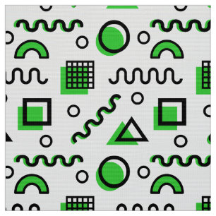 Tela Patrón geométrico Memphis Style 110719 - Verde