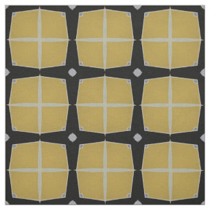 Tela Patrón geométrico moderno amarillo y negro