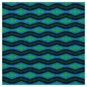 Tela Patrón geométrico moderno de zigzag azul y verde