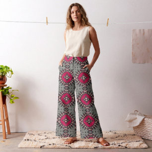 Tela Patrón Geométrico Moderno Magenta y Gris