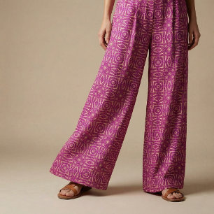 Tela Patrón geométrico mosaico de Moda rosa de Fuchsia