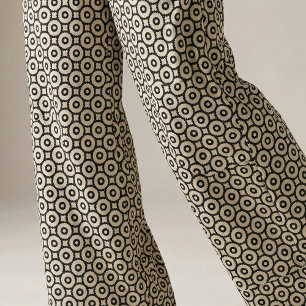 Tela Patrón geométrico ornamental negro y beige