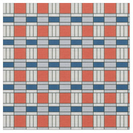 Tela Patrón geométrico retro azul y rojo