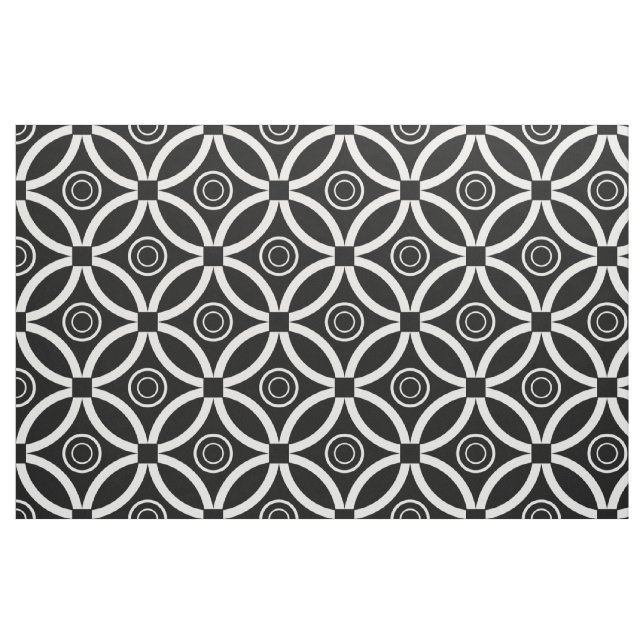 Tela Patrón Geométrico Retro Blanco Y Negro ("Cuarto gordo" (fat quarter))