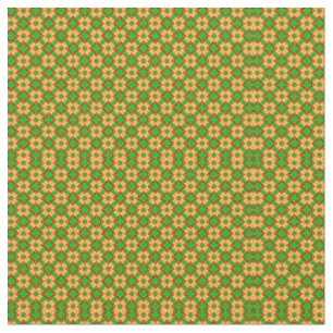 Tela Patrón geométrico retro verde y naranja