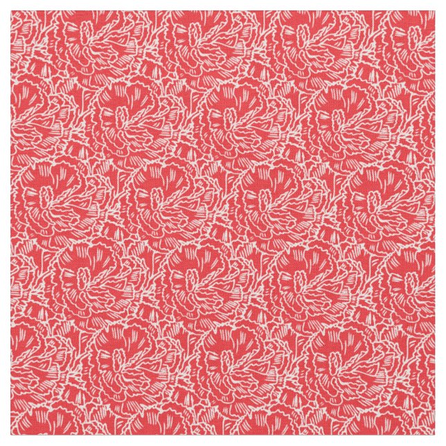 Tela Patrón gráfico de flor de clavel rojo (De cerca)