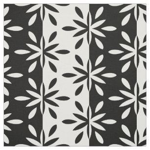 Tela Patrón gráfico de flor geométrica en blanco y negr