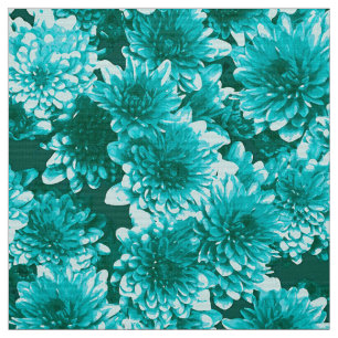 Tela Patrón gráfico moderno de Dahlia, Verde azulado y