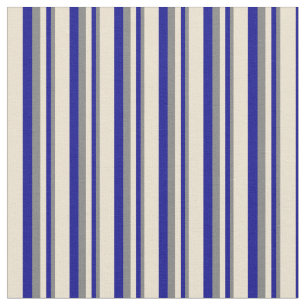 Tela Patrón gris, azul oscuro y beige de franjas