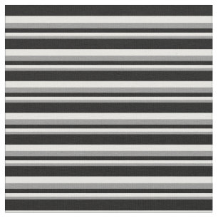 Tela Patrón gris, blanco y negro en lino/rayado