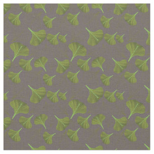 Tela Patrón gris de hojas de gingko floral