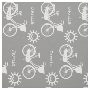 Tela Patrón Gris moderno Bicicleta Sunshine personaliza