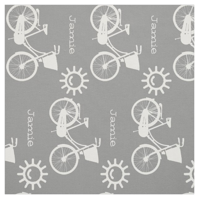 Tela Patrón Gris moderno Bicicleta Sunshine personaliza (Retal)