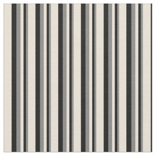Tela Patrón gris, negro y bizcocho de franjas
