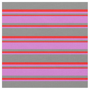 Tela Patrón gris, orquídeo y rojo