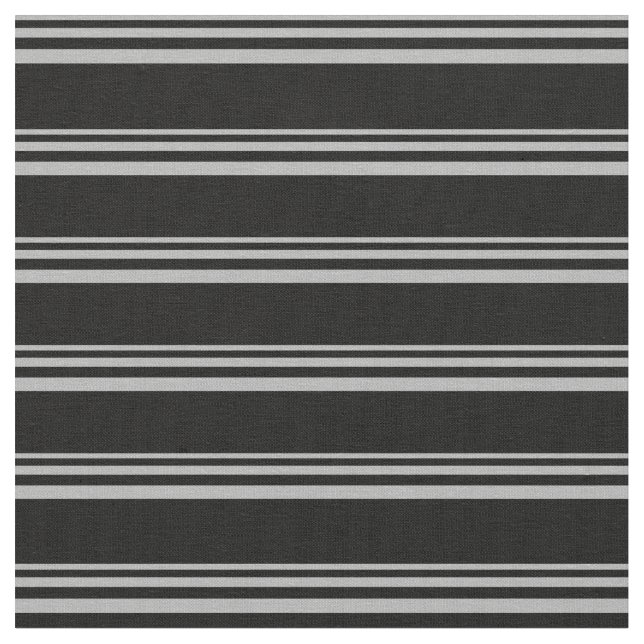 Tela Patrón gris oscuro y negro con lino/rayas (De cerca)