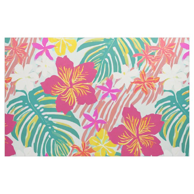 Tela Patrón hawaiano tropical moderno ("Cuarto gordo" (fat quarter))