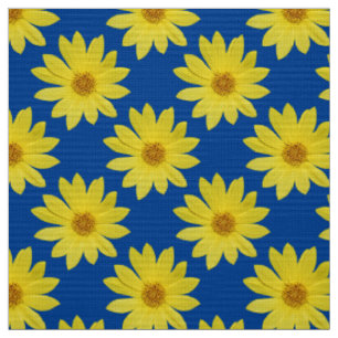 Tela Patrón Helianthus 'Lemon Queen' - Azul profundo