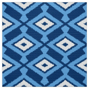 Tela Patrón Ikat, azul índigo y denim