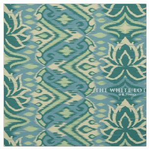 Tela Patrón Ikat de Lotus - El Lotus blanco