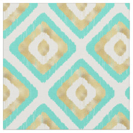 Tela Patrón Ikat de Moda Oro y Turquesa