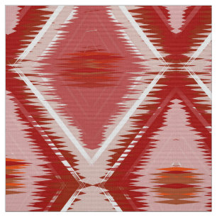 Tela Patrón ikat rojo blanco.