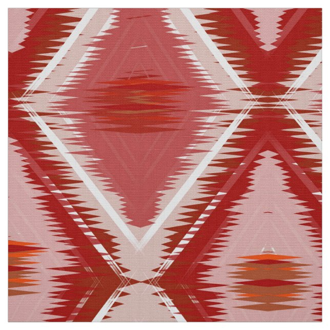 Tela Patrón ikat rojo blanco. (Retal)