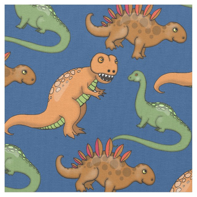 Tela Patrón Ilustrado de Dinosaurios Adorables (De cerca)