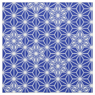 Tela Patrón japonés de Asanoha - azul cobalto