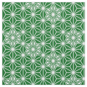 Tela Patrón japonés de Asanoha - verde pino