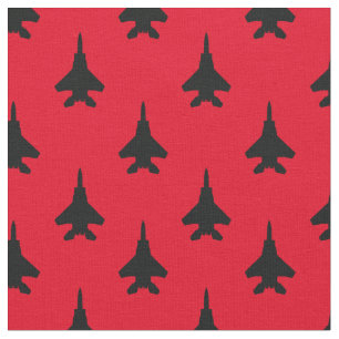 Tela Patrón Jet de combate de águilas negras y rojas