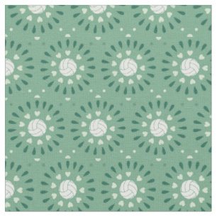 Tela Patrón Kaleidoscope de volleyball verdes