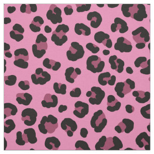 Tela patrón leopardo negro y rosa
