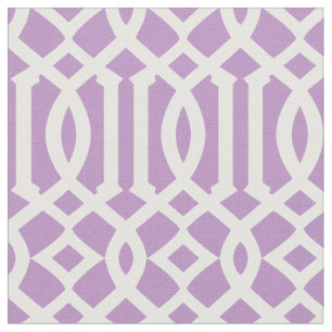 Tela Patrón Lilac Púrpura y Trellis Blanco moda