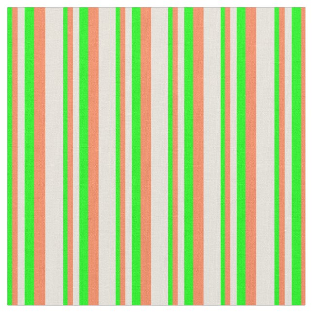 Tela Patrón Lime, Coral y Beige (De cerca)